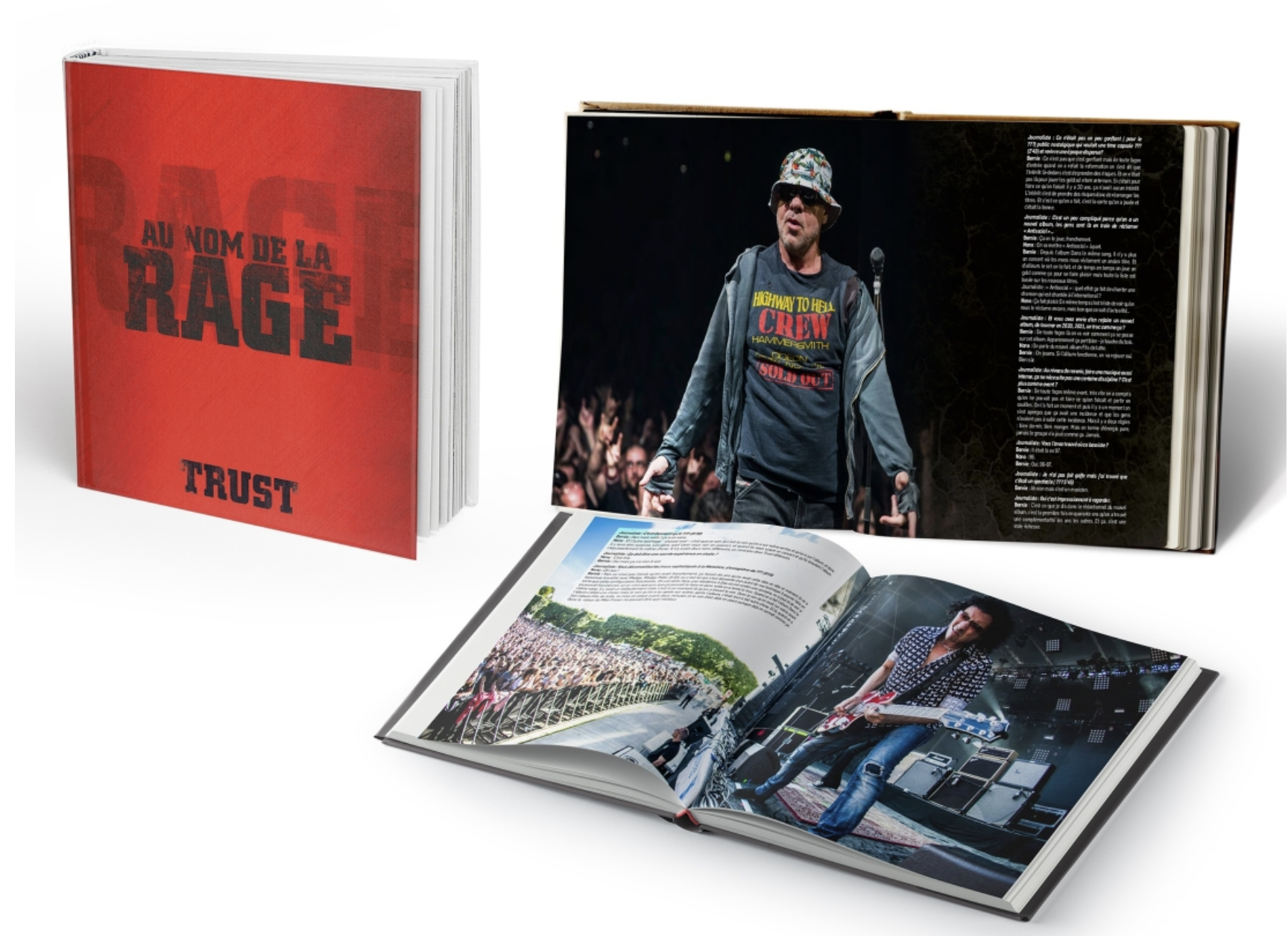 Inside pages of the TRUST Au Nom de la Rage Tour photographic book